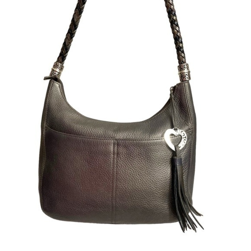 Brighton silver leather Barbados shoulder bag